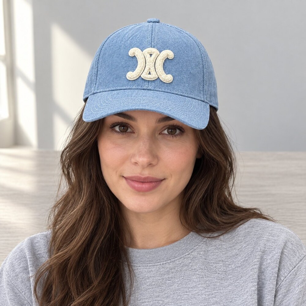 CELINE Light Wash Denim Baseball Cap - Picture 2 of 6